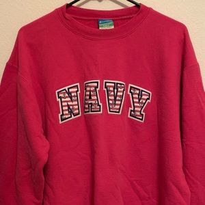 Pink with blue & white striped anchors Sweatshirt